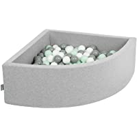 Los mejores  - KiddyMoon 90X30cm-200 Bolas Piscina De Bolas ∅ 7Cm para Ninos Cuarto Angular Hecha En La UE- Grisclr:Blanco-Gris-Menta